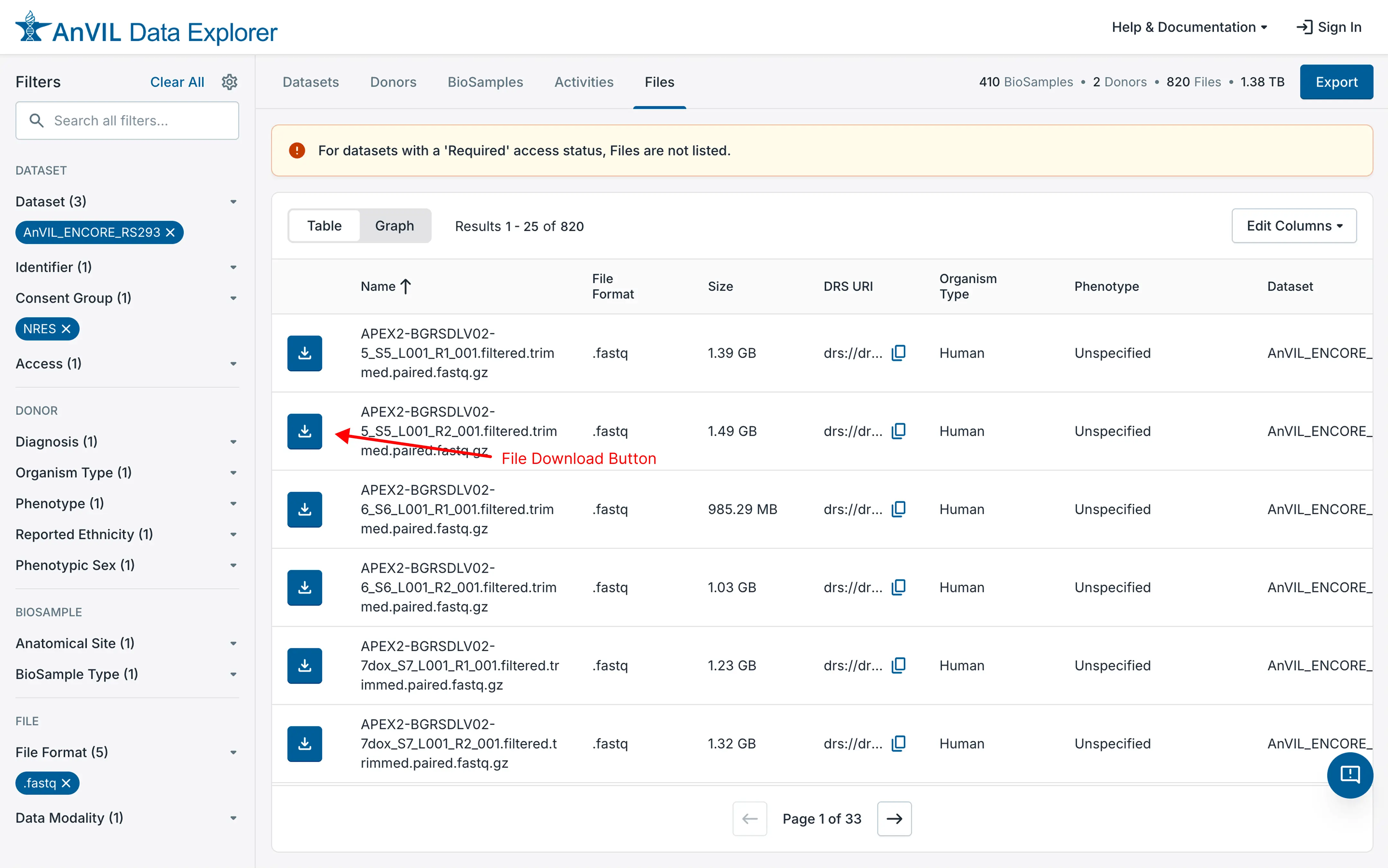 Click the download button next to the file